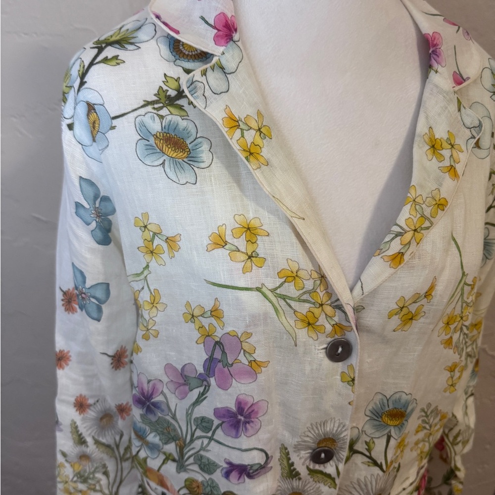 Johnny Was Floral Linen Blazer - Picture 4 of 9